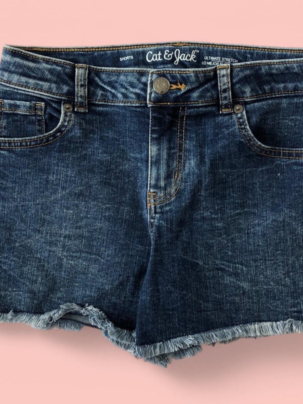 Cat & Jack blue shorts with frayed hems - size large 10/12 girls